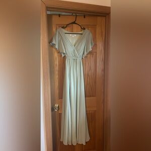 Ever Pretty Green Pleated Maxi Dress with V-Neck